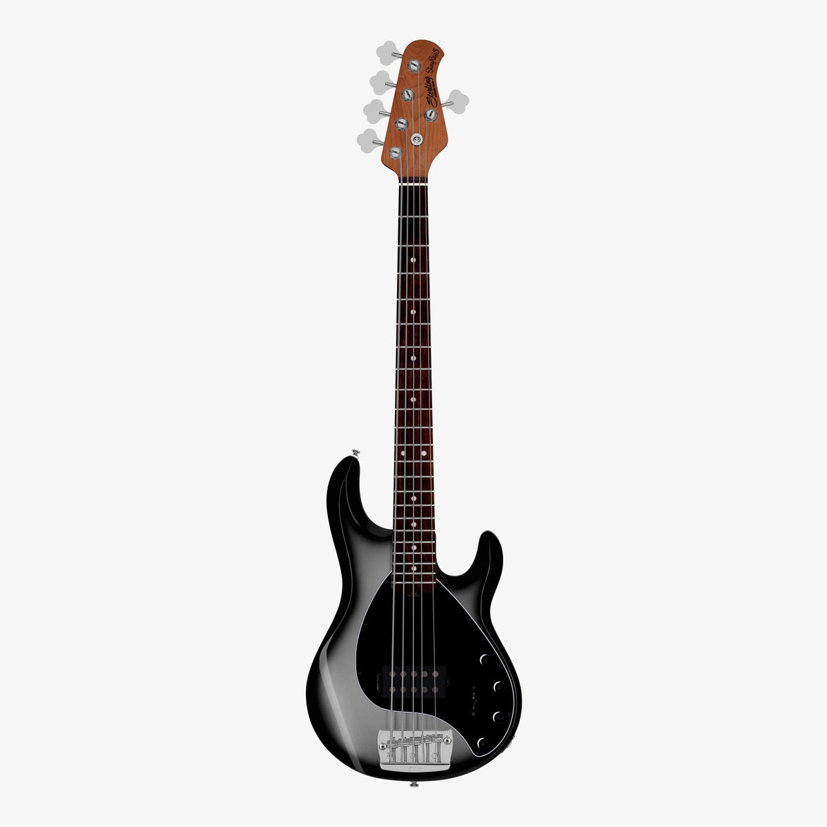 Silver Burst Stingray 5 bass, front view
