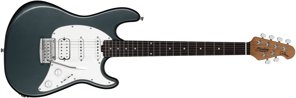 The Cutlass CT50HSS guitar in Charcoal Frost front details.