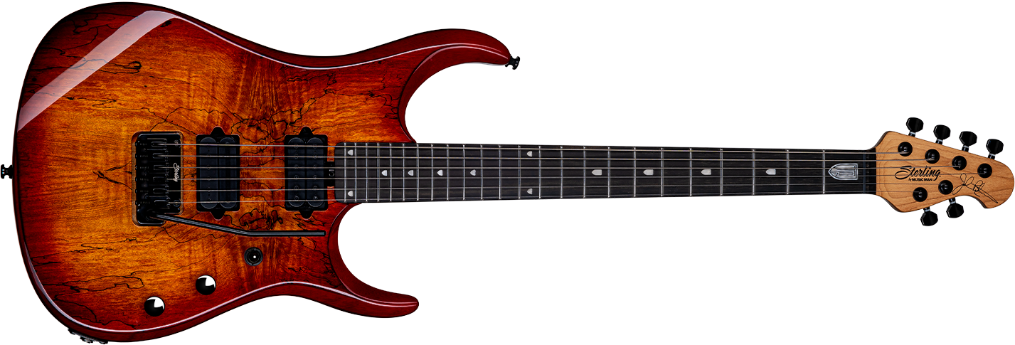 The JP150 DiMarzio guitar in Blood Orange Burst front details.