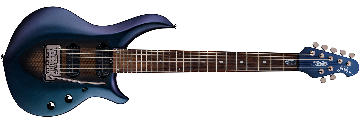 The 2018 Majesty 7 guitar in Arctic Dream front details.